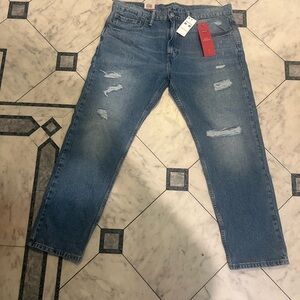 NWT Levi's 502 Blue Warp Stretch Distressed Men's Jeans